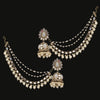 White Color Mirror Kundan Earrings With Maang Tikka (MTKE470WHT)