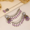 Light Purple Color Earrings With Maang Tikka (MTKE473LPRP)