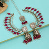 Rani Color Earrings With Maang Tikka (MTKE473RNI)