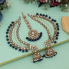 Navy Blue Color Earrings With Maang Tikka (MTKE474NBLU)