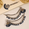 Navy Blue Color Earrings With Maang Tikka (MTKE474NBLU)