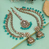 Rama Green Color Earrings With Maang Tikka (MTKE474RGRN)