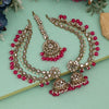 Rani Color Earrings With Maang Tikka (MTKE474RNI)