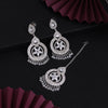 Silver Color Stone Earrings With Maang Tikka (MTKE477SLV)