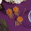 Light Brown Color Stone Earrings With Maang Tikka (MTKE478LBRW)