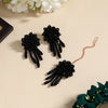 Black Color Stone Earrings With Maang Tikka (MTKE479BLK)