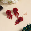 Maroon Color Stone Earrings With Maang Tikka (MTKE479MRN)