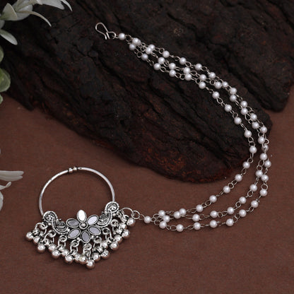 Silver Color 5 Pieces Of Oxidised Nose Nath (NTH116CMB)