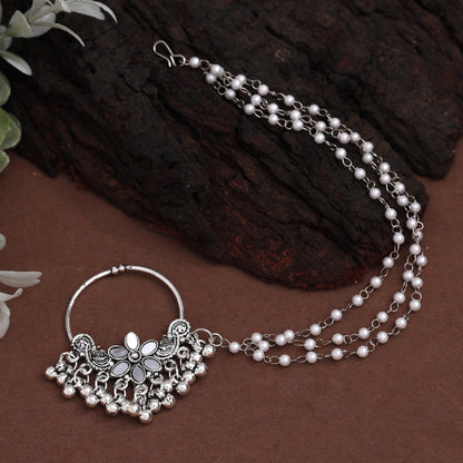 Silver Color 5 Pieces Of Oxidised Nose Nath (NTH120CMB)