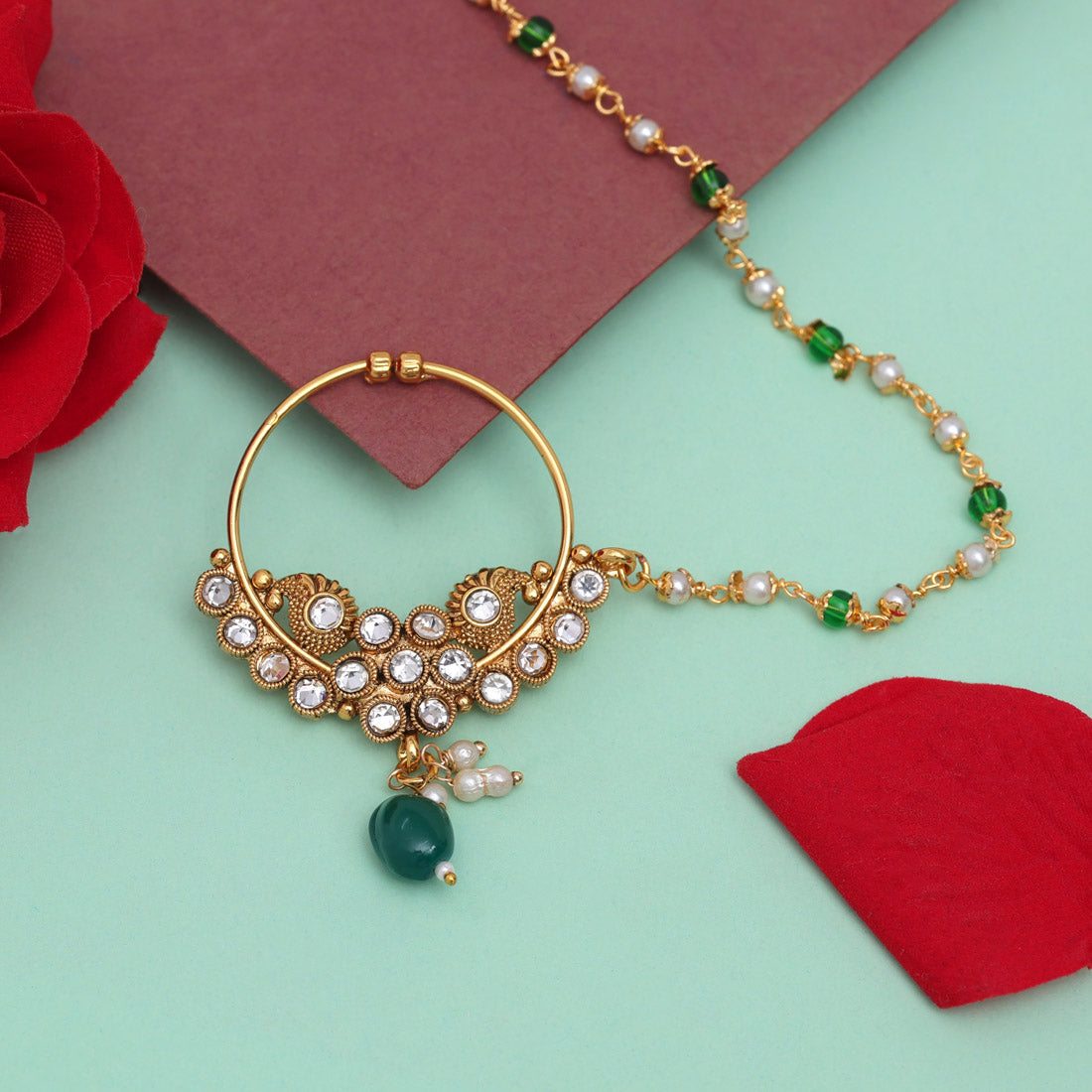 Green Color Nose Nath (NTH349GRN)