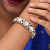 Gold & Silver Color American Diamond Daak Polki Openable Bracelet Size: 2.6 (ADB249GS)