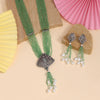 Pista Green Color American Diamond Necklace Set (PCZN776PGRN)