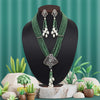 Pista Green Color American Diamond Necklace Set (PCZN776PGRN)