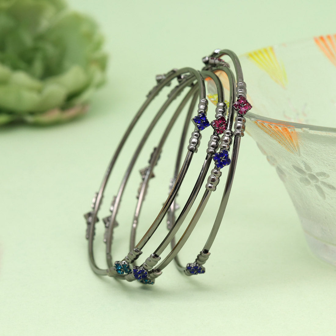 Multi Color 1 Set Of Bangle Size: 2.4 (PLKB863MLT-2.4)