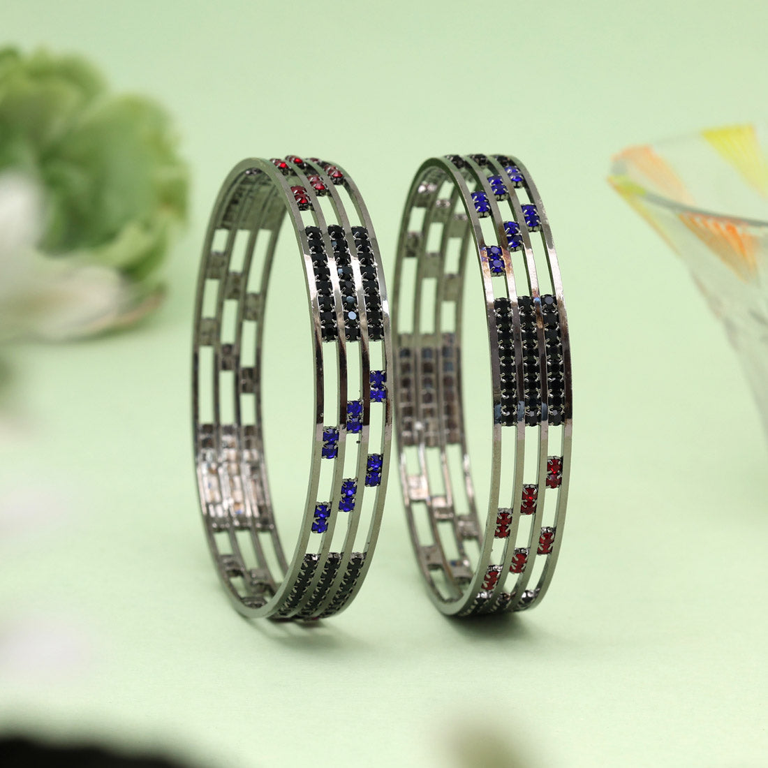 Multi Color 1 Pair Bangle Size: 2.6 (PLKB864MLT-2.6)