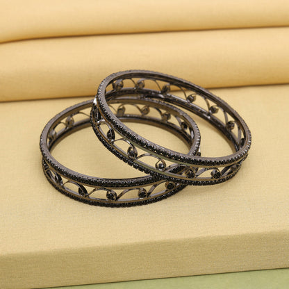 Black Color 1 Pair Bangle Size: 2.6 (PLKB869BLK-2.6)