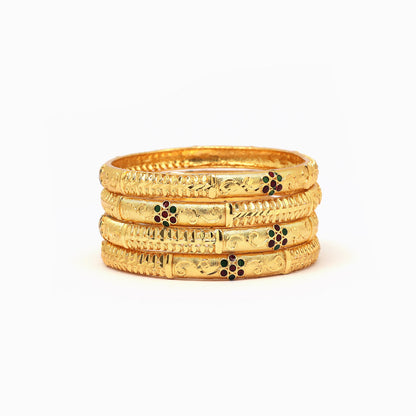 Gold Color Meena Work 1 Set Of Bangle Size: 2.8 (PLKB878GLD-2.8)