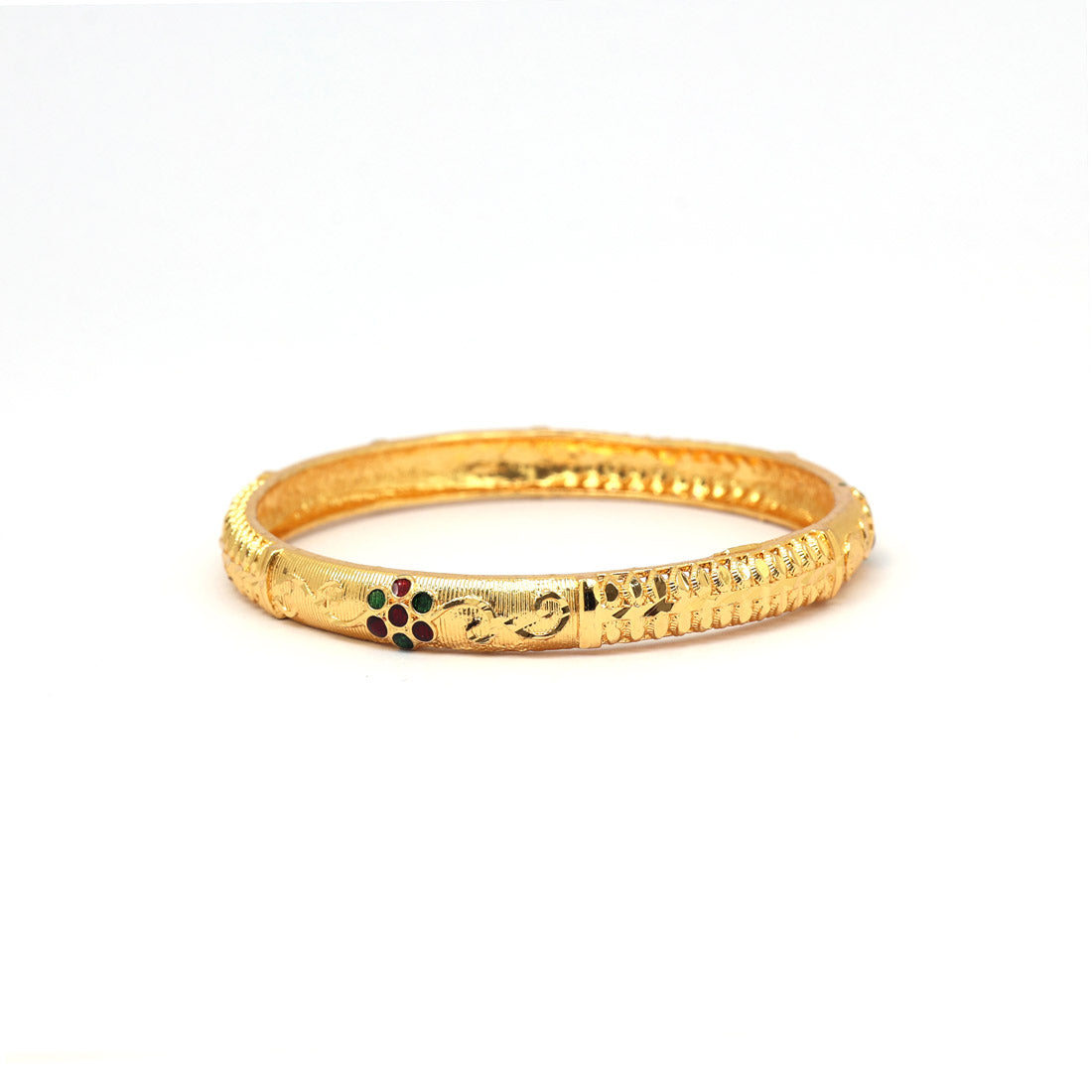 Gold Color Meena Work 1 Set Of Bangle Size: 2.8 (PLKB878GLD-2.8)