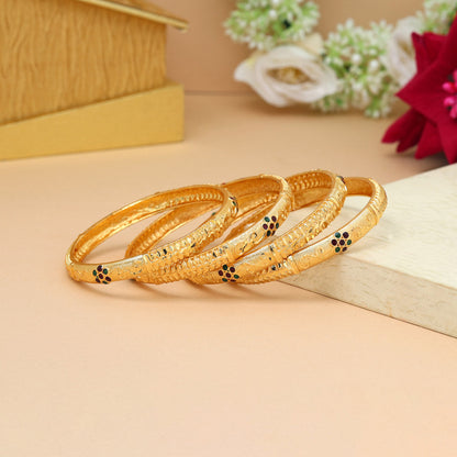 Gold Color Meena Work 1 Set Of Bangle Size: 2.8 (PLKB878GLD-2.8)