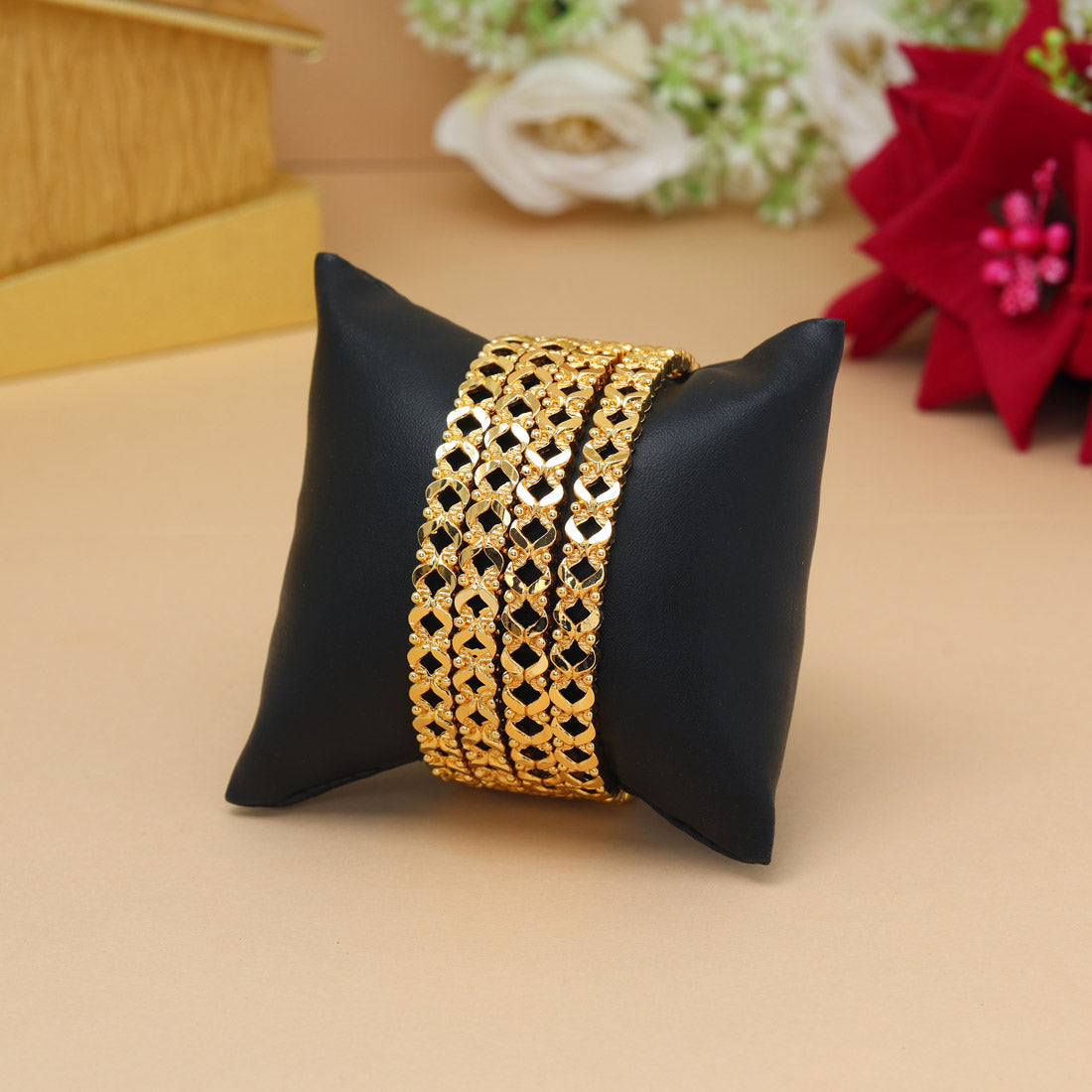 Gold Color 1 Set Of Bangle Size: 2.10 (PLKB879GLD-2.10)