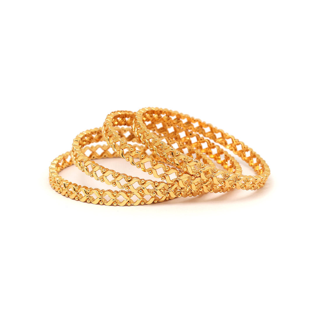 Gold Color 1 Set Of Bangle Size: 2.10 (PLKB879GLD-2.10)