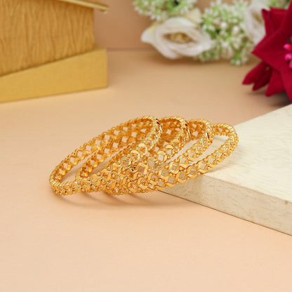 Gold Color 1 Set Of Bangle Size: 2.10 (PLKB879GLD-2.10)