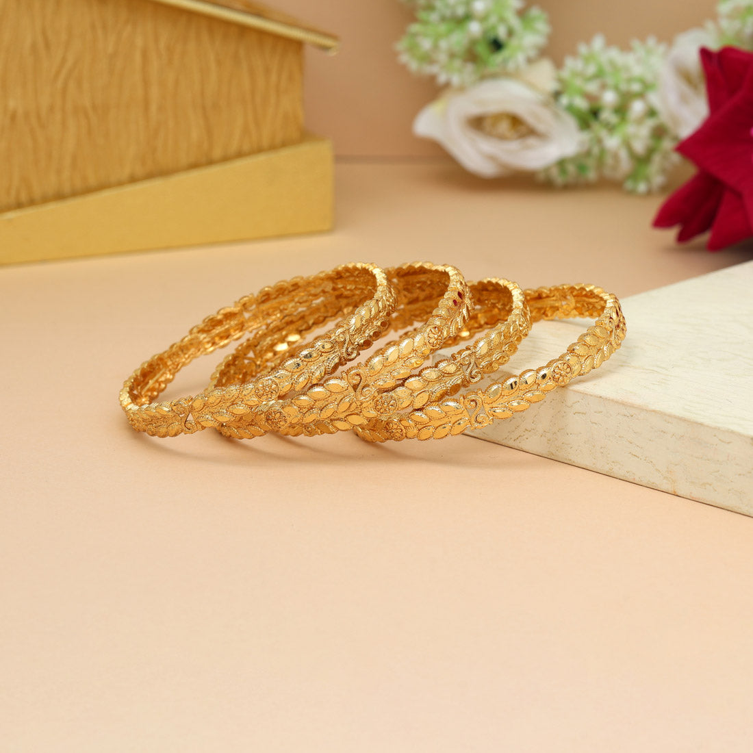 Gold Color 1 Set Of Bangle Size: 2.4 (PLKB881GLD-2.4)