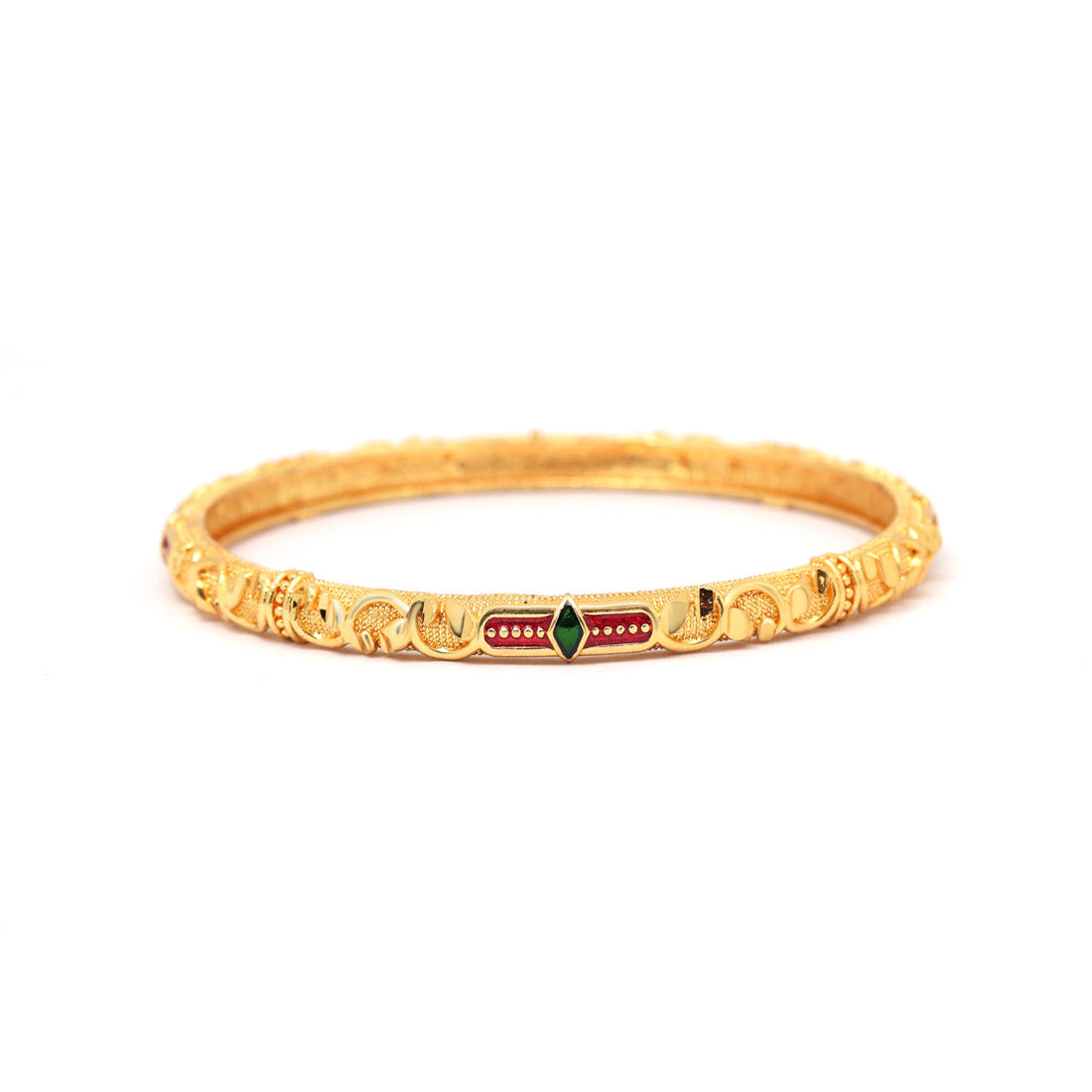 Gold Color Meena Work 1 Set Of Bangle Size: 2.6 (PLKB882GLD-2.6)