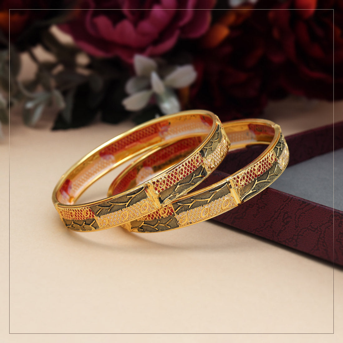 Multi Color 1 Pair Of Bangle Size: 2.6 (PLKB884MLT-2.6)