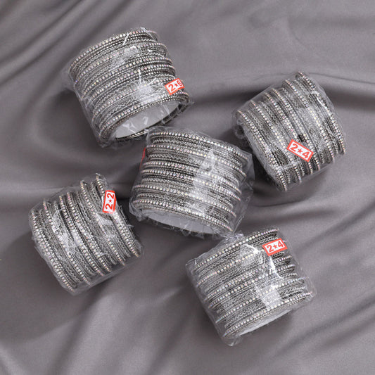 Silver Color 5 Set Of Bangles Combo Size(1 Set Of 2.2, 2 Set Of 2.4, 1 Set Of 2.6, 1 Set Of 2.8) (PLKBCMB656)