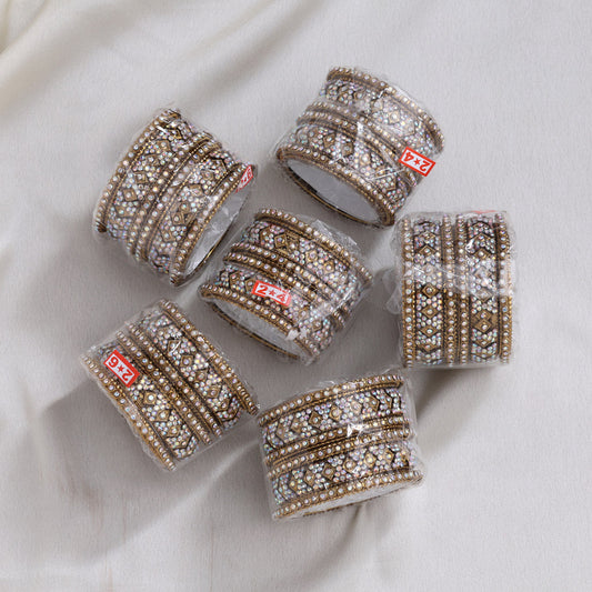 Gold Color 6 Set Of Bangles Combo Size(2 Set Of 2.4, 2 Set Of 2.6, 2 Set Of 2.8) (PLKBCMB659)