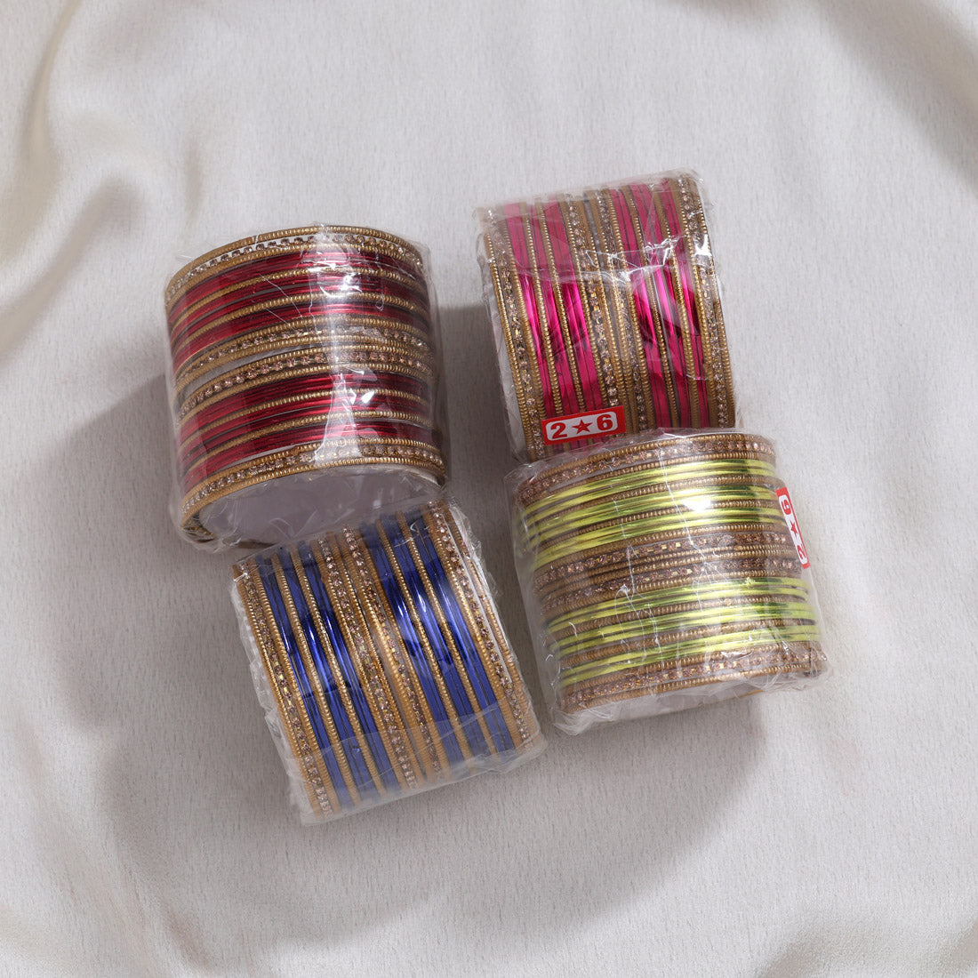 Assorted Color 4 Set Of Bangles Combo Size(4 Set Of 2.6) (PLKBCMB662)