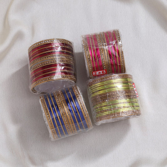 Assorted Color 4 Set Of Bangles Combo Size(4 Set Of 2.6) (PLKBCMB662)