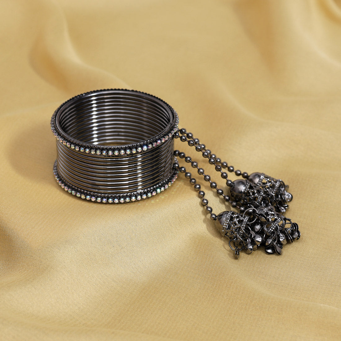 Black Silver Color 10 Set Of Kids Bangles Combo Size(3 Set Of 1.12, 3 Set Of 1.14, 4 Set Of 2.0) (PLKBCMB669)