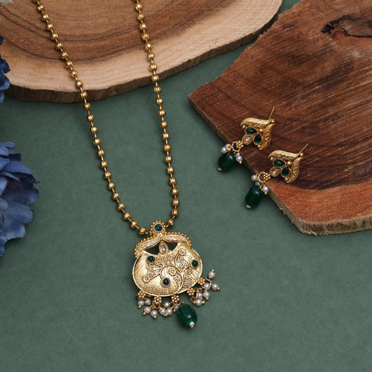 Green Color Pendant Set (PLKP181GRN)