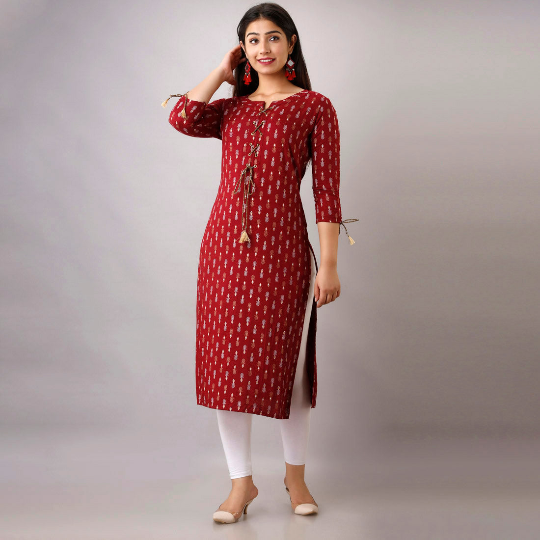 Maroon Color Straight Kurta (RK208MRN-M)