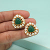 Green Color Kundan Earrings (SRHJE106GRN)