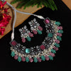 Pink & Rama Green Color American Diamond Necklace Set (SRHJN101PNKRGRN)