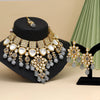 Gray Color Back Side Meena Work Kundan Necklace Set (SRHJN105GRY)