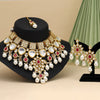 Rani & White Color Back Side Meena Work Kundan Necklace Set (SRHJN105RNIWHT)