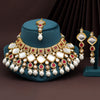 Rani & White Color Back Side Meena Work Kundan Necklace Set (SRHJN108RNIWHT)