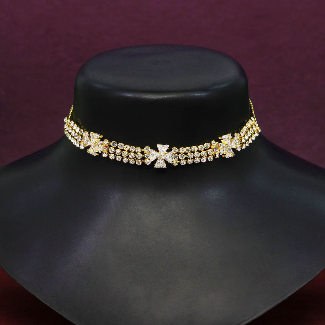 Gold Color Stone Necklace (STN129GLD)