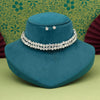 Silver Color Choker Stone Necklace Set (STN202SLV)