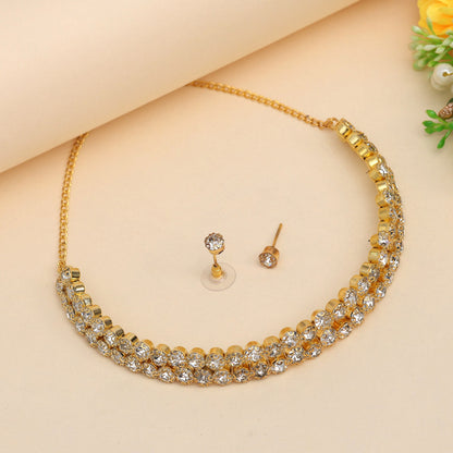 White Color Choker Stone Necklace Set (STN202WHT)