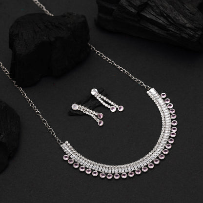 Pink Color Stone Necklace Set (STN205PNK)