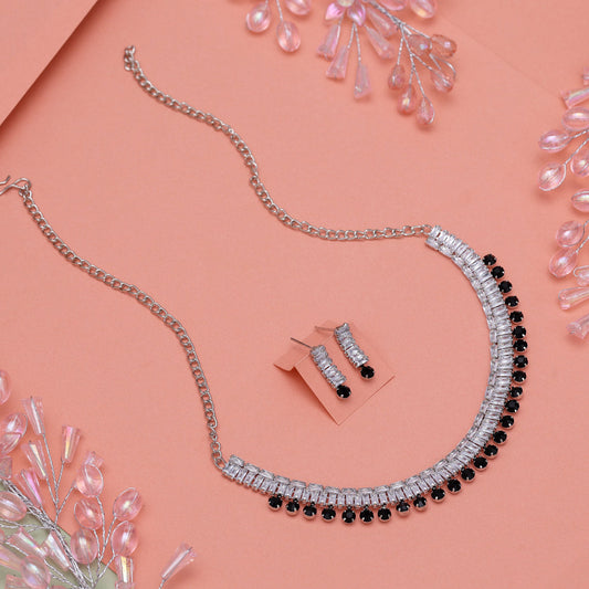 Black Color Stone Necklace Set (STN207BLK)