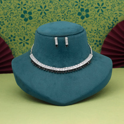 Black Color Stone Necklace Set (STN207BLK)