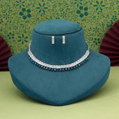 Turquoise Blue Color Stone Necklace Set (STN207TBLU)