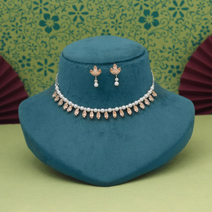 Peach Color Stone Necklace Set (STN208PCH)
