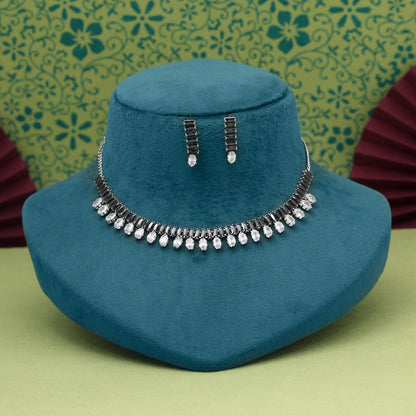 Black Color Stone Necklace Set (STN209BLK)
